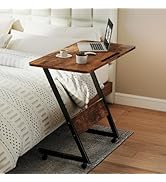 Funecy Overbed Bedside Table with Wheels,Small Desk Portable Rolling,Overbed Table Home Use, Port...