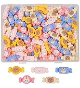 60pcs Cartoon Candy Cute Resin Charms Slime Resin Embellishments with Plastic Box