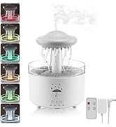 Humidifier for Bedroom, Rotating Umbrella Diffuser with Rain Drop Effect 7-Color LED, 300ML Small...