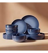 SMIRLY Stoneware Dinnerware Set for 4, 12-Piece Ceramic Plates and Bowls Set, Chip &amp; Scratch Resi...