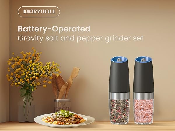 KIARYUOLL Gravity Electric Salt And Pepper Grinder Set