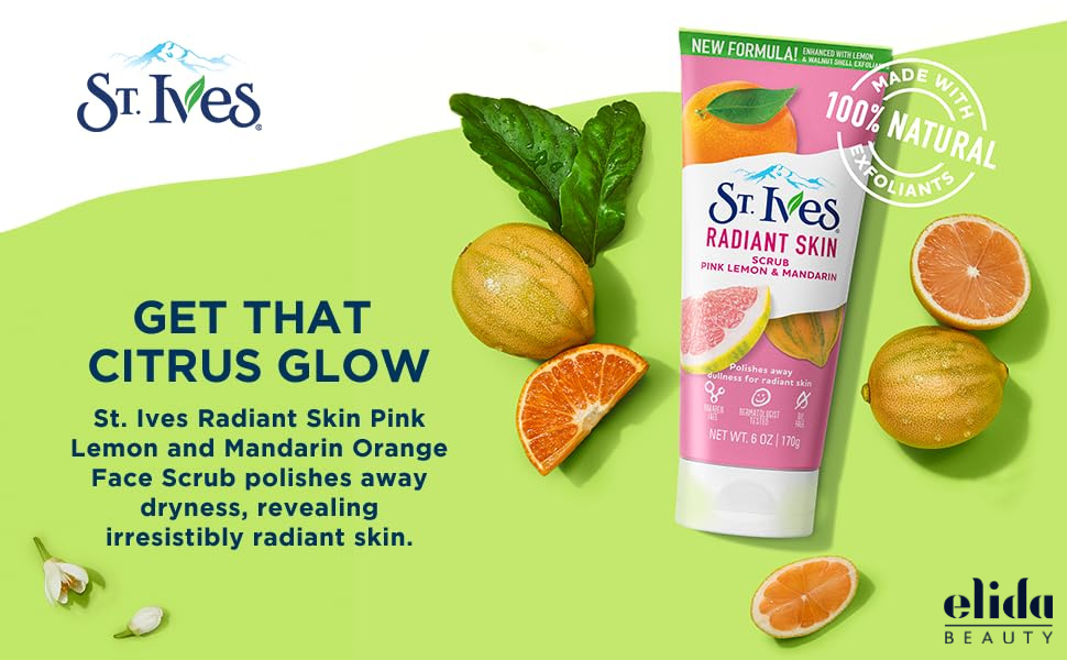 St. Ives Pink Lemon Face Scrub Product with ingredients