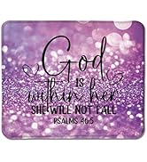 Foritho Purple Christian Mouse Pad, God is Within Her She Will Not Fall Bible Verse Mouse Pad for...