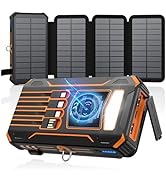 SOARAISE Solar Charger Power Bank - 48000mAh Wireless Portable Charger Built-in 4 Cables and 4 So...
