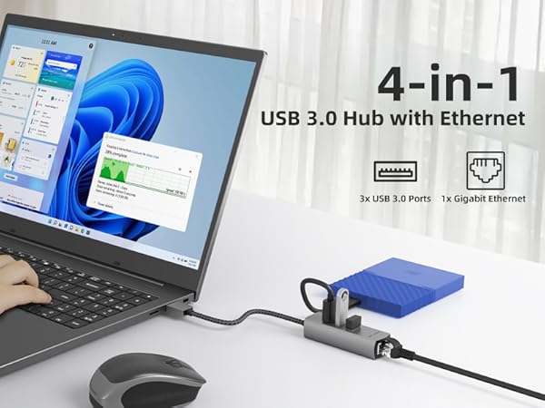 USB 3.0 Hub with Ethernet adapter