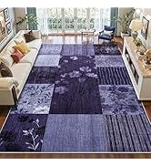 DweIke Washable 6x9 Area Rugs for Living Room, Large Modern Geometric Floral Bedroom Rug, Non Sli...