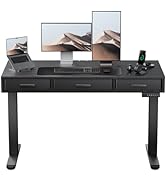 HUANUO Electric Standing Desk with Drawers, C-Clamp Mount Compatible, 48 x 24 Inch Height Adjusta...