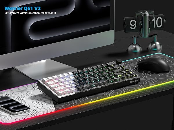 Black and White Classic RGB Topographic 60% Wireless Keyboard