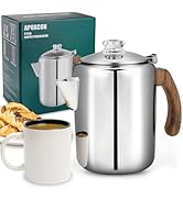 APOXCON Coffee Percolator Pot Stainless Steel Coffee Maker with Tough Glass Knob &amp; Fireproof Soli...