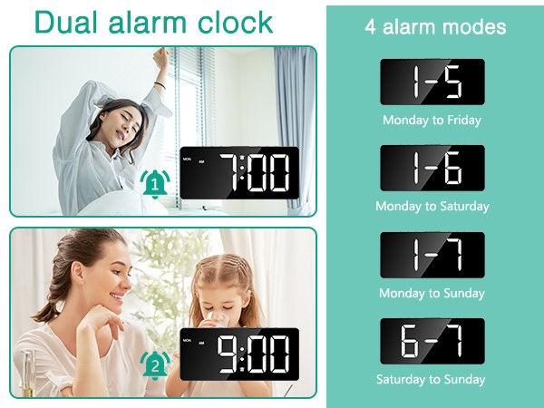 Digital Alarm Clock for Bedroom, LED Alarm Clock