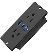 HHSOET 5 in 1 Recessed Power Strip Flat Plug, 65W Fast Charging Furniture Outlet with USB, Confer...