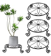 QTLCOHD 3 Pack 8 - 10 Inch Metal Plant Stand Indoor, Heavy Duty Plants Holder Outdoor, Round Wrou...