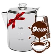 MEREZA Camping Coffee Pot Stovetop Coffee Maker Percolator Campfire Coffee Pot Stainless Steel Co...