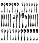 20 Pcs Black Silverware Set, Stainless Steel Flatware Set for 4, Food-Grade Cutlery Set, Mirror P...
