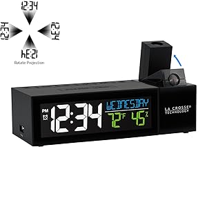lacrosse, la crosse, 616-1950, projection, alarm, bedside clock, projected time, temperature, USB
