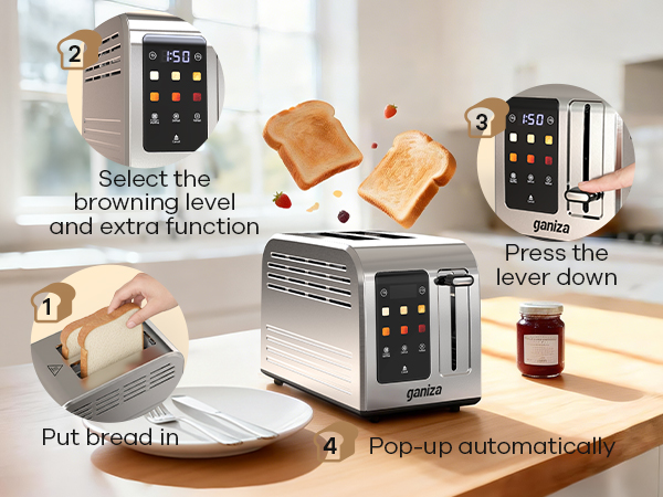 easy to use touch screen toaster 2 slice