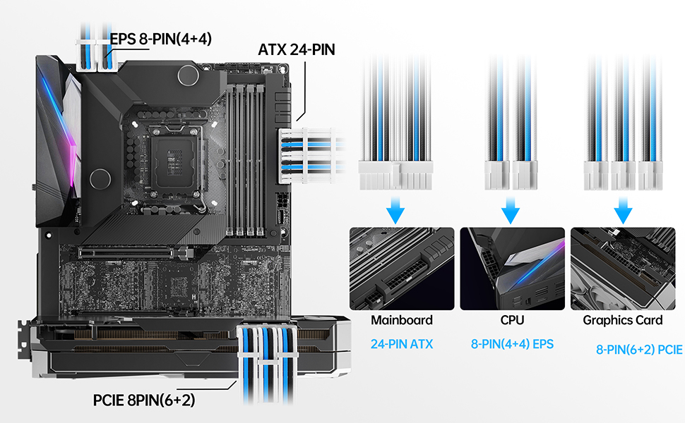 AsiaHorse White Connector PSU Extension Cable