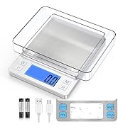 BOMATA Upgraded Small Food Scale, 0.1 g/0.001 oz High Precision, 3000 g/6.6 lb, with New Hold Fun...