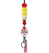 Obookey Teacher Lanyards for ID Badges and Keys Cute Silicone Beads Beaded Breakaway Lanyard for ...