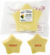 Cocoa Butter Star Shape in safety sealed poly bag front and back images as well