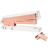 Mogoostry Clear Acrylic Stapler # 10 Rose Gold Small Desktop Staplers for No.10 Staples Refill He...