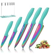 HAUSHOF Kitchen Chef Knife Set, 5 PCS Knife Sets for Kitchen with Block, Super Premium Steel Shar...