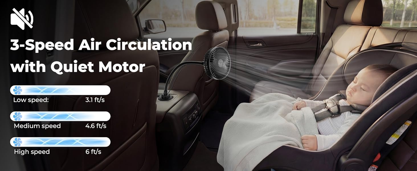 amacool car fan for car road trip travel essentials baby fan for backseat