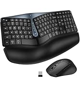 Ergonomic Wireless Keyboard Mouse Combo, MK835 Wave Keys Bluetooth/2.4G Split Design Ergo Keyboar...