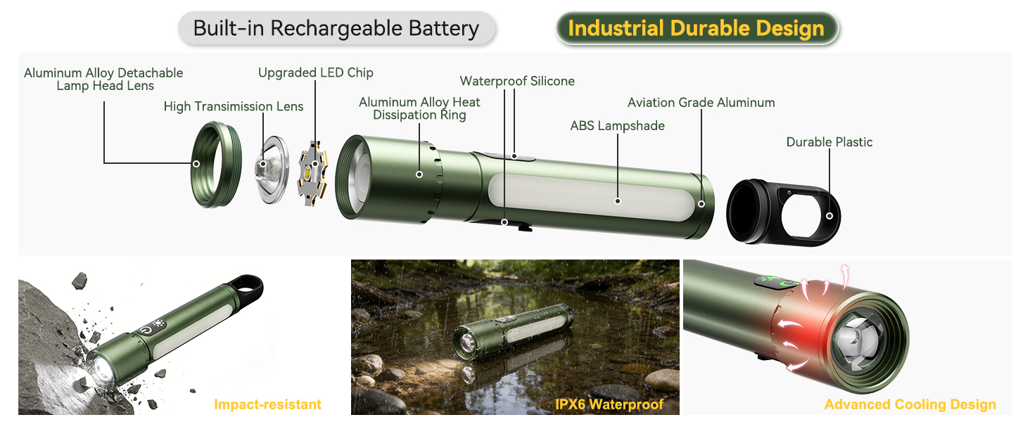waterproof flashlight battery powered