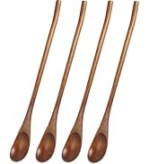 Operitacx 4 Pcs Wooden Spoons, Long Handle Wooden Mixing Spoons Bulk, Long Spoon Tea Spoons For H...