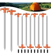 TEOYNGU 10PCS Tent Stakes Heavy Duty Camping Tent Stakes 7Inch Non-Rust Metal Tent Pegs with 10pc...