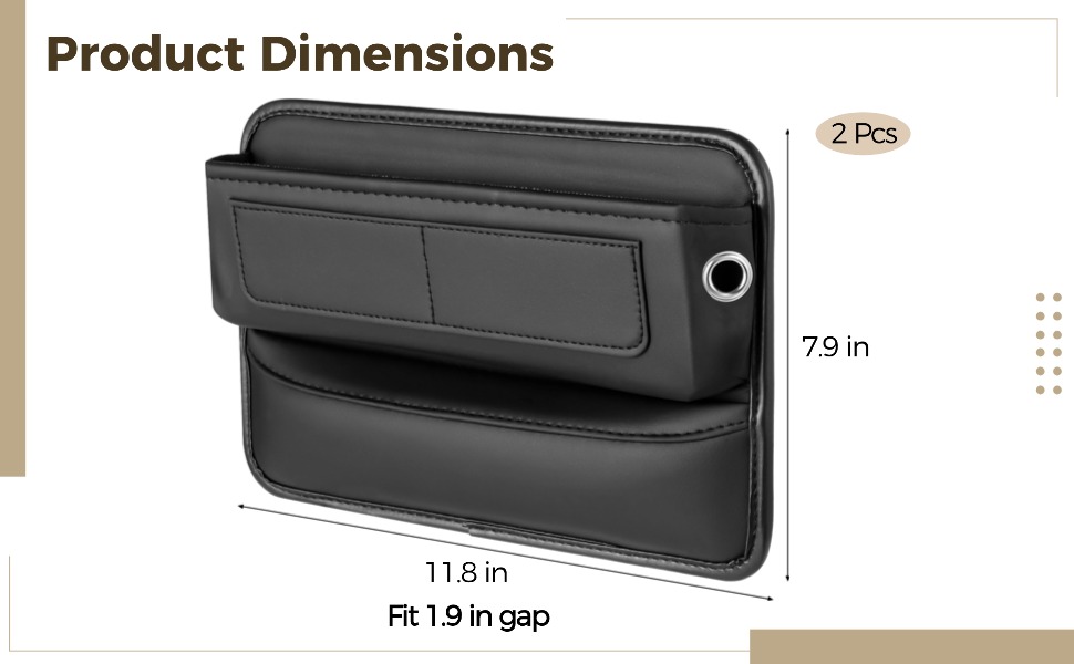 Car Seat Gap Filler Organizer,Center Console Organizer,Excellent Leather Car Organizer