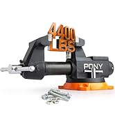 PONY 4 Inch Heavy Duty Bench Vise 4400LBS Clamping Force, Pro Workshop Workbench Vise with 360-De...