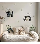 QUCHENG Watercolor Panda Wall Stickers Bear Animal Wall Art Peel and Stick Cabinets Decor Removab...