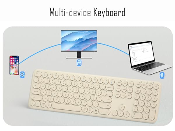 Quiet Bluetooth Keyboard - Multi-Device Aesthetic Wireless Keyboard