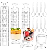 120 Packs Dessert Cups with Spoons 5 OZ Mini Clear Plastic Dessert Parfait Cup for Party Serving ...