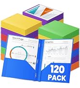 V-Opitos 120 Pack 2 Pocket Folders with 3 Prongs, Bulk Plastic Folders with Clear Front Pocket in...