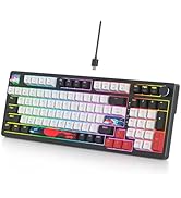 Ussixchare Wired Creamy Gaming Keyboard with Number Pad, 96% Hot-swappable Mechanical Keyboard, F...