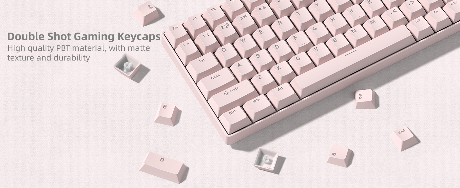 Womier Pink Shine Through Keycaps, PBT Keyboard Keycaps Cherry Profile, Custom Keycap