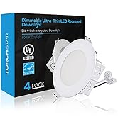 TORCHSTAR 4 Inch Integrated LED Recessed Ceiling Light with Junction Box, 9W Dimmable Downlight, ...