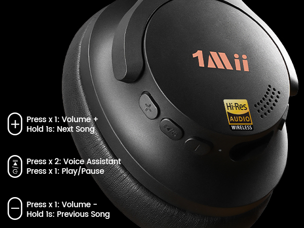 1Mii AI Y8+ Noise Cancelling Headphones Bluetooth 6.0
