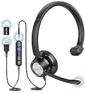 New bee USB Headset with Microphone for PC Computer Headset, Single Ear Headset Noise Cancelling ...
