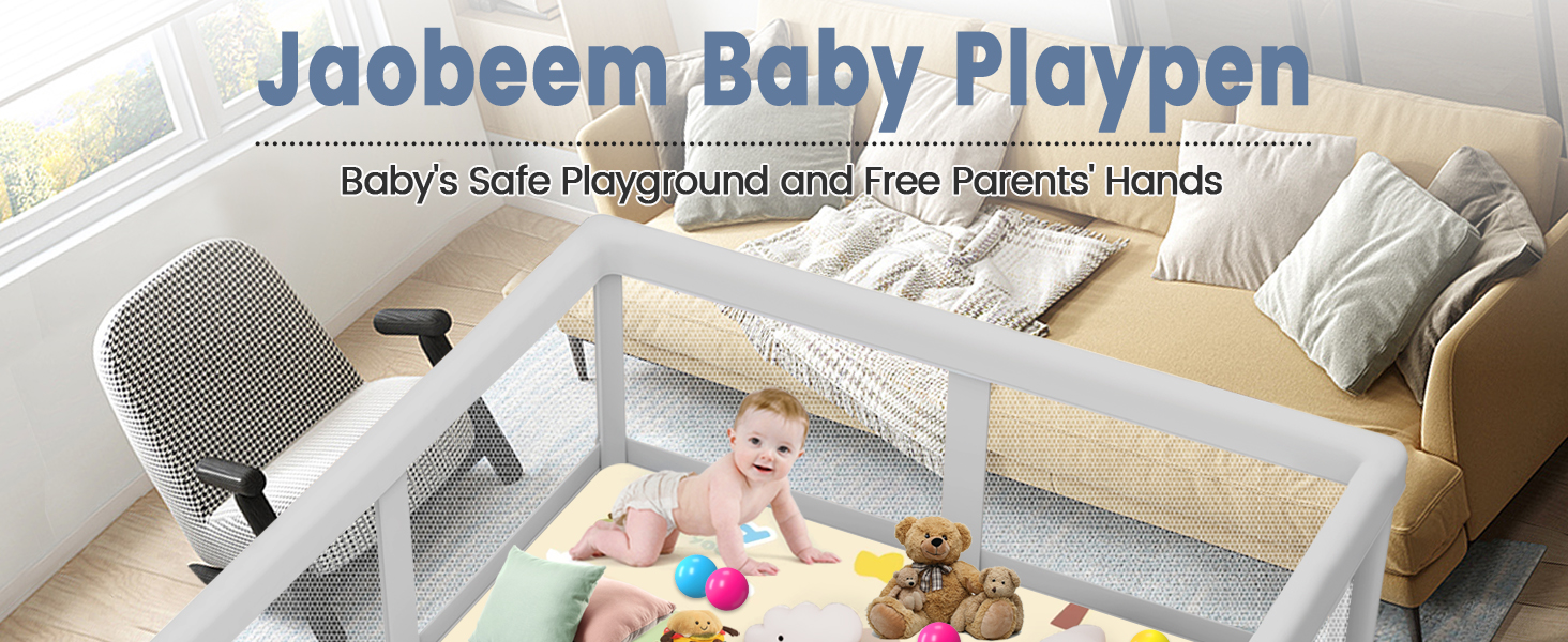 Baby Playpen with mat, balls and pull rings