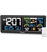 Geevon Weather Stations Wireless Indoor Outdoor Thermometer with Atomic Clock, HD Color Display D...