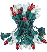 BOHON LED Christmas Lights Set Multi Color 50 LEDs Pearl Glass Blubs String Light End-to-End UL C...