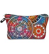 Deanfun Cosmetic Bag for Women, Mandala Flowers Waterproof Makeup Bags Roomy Toiletry Pouch Trave...