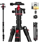 Camera Tripod, Lightweight Travel Outdoor DSLR Tripods Aluminum Tripod/Monopod, 360°Ball Head Det...
