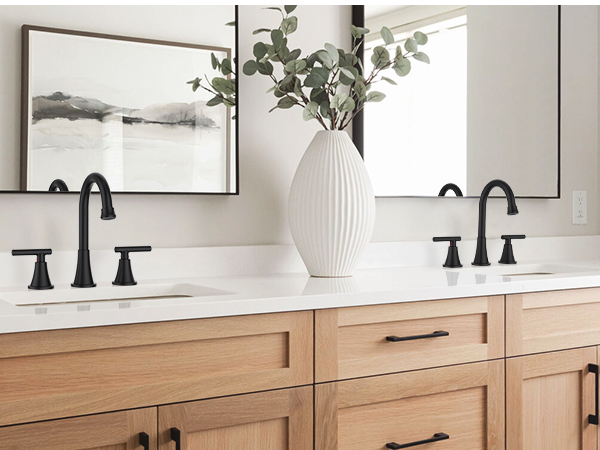 Matte Black Bathroom Sink Faucet Bathroom Faucets for Sink 3 Hole Faucet for Bathroom Sink Vanity RV