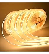 COB LED Strip Lights DC 12V LED Lights Flexible Super Bright LED Strips, 5Pack 16.4FT 3000K Warm ...
