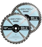 KEENTECH 10 Inch ATB Miter Saw Blade 32T and 60T Assortment for Wood Working, Compatible with 5/8...